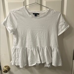 Forever 21 White Peplum Short Sleeve T-Shirt